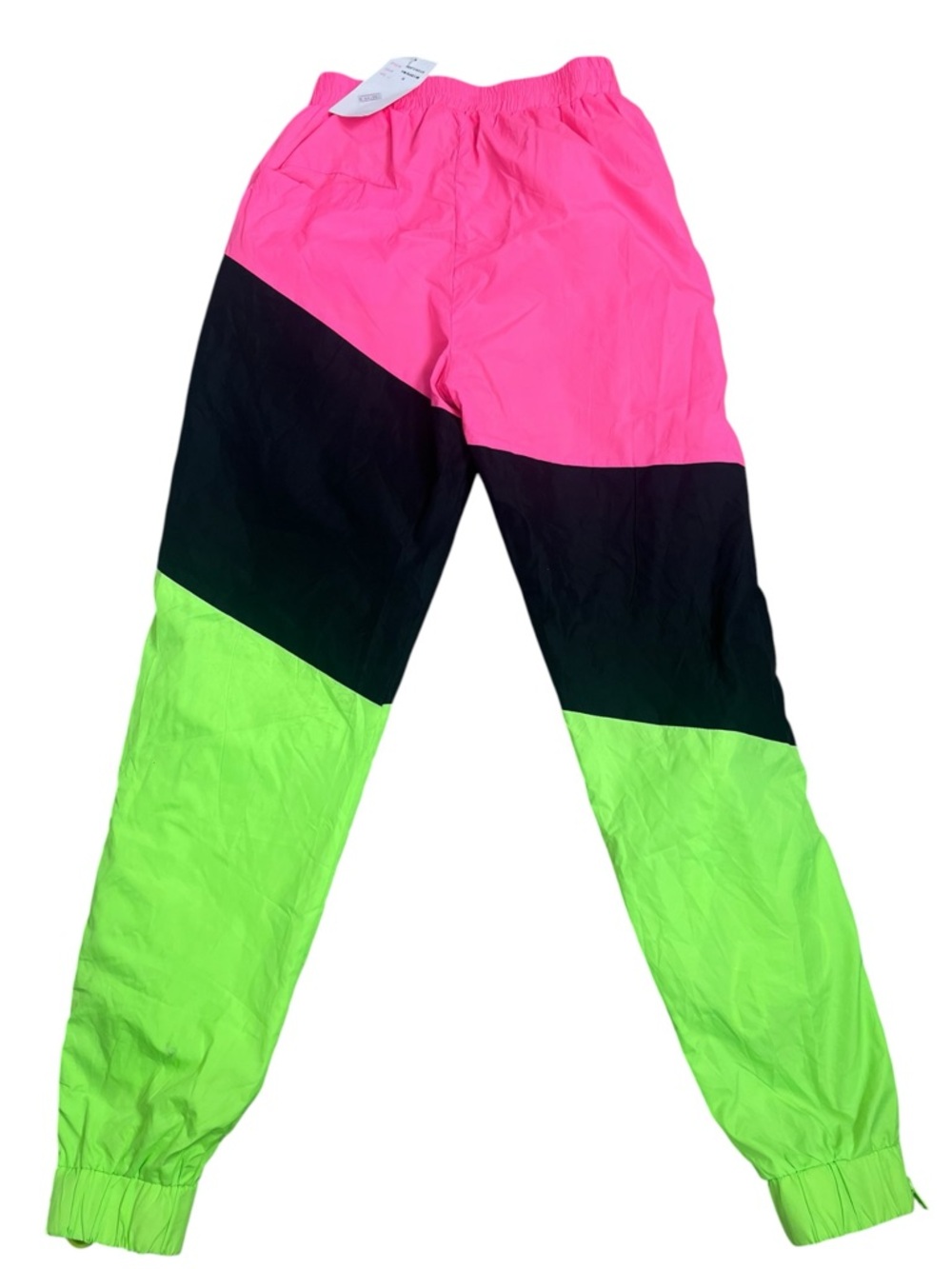 Retro Neon Colorblock Track Pants Joggers Womens Small Lined Y2K Athleisure NWT - Picture 3 of 11